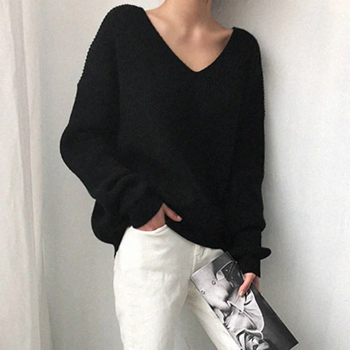 Bequemer V-Ausschnitt-Pullover Für Mühelose Wärme Für Frauen Mivona