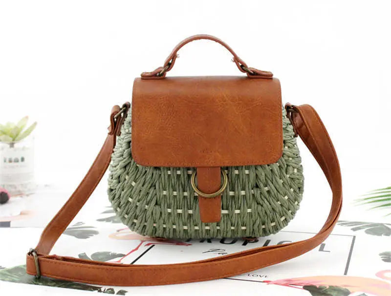 Antike gewebte Strohtasche mit elegantem Design für Damen Mivona