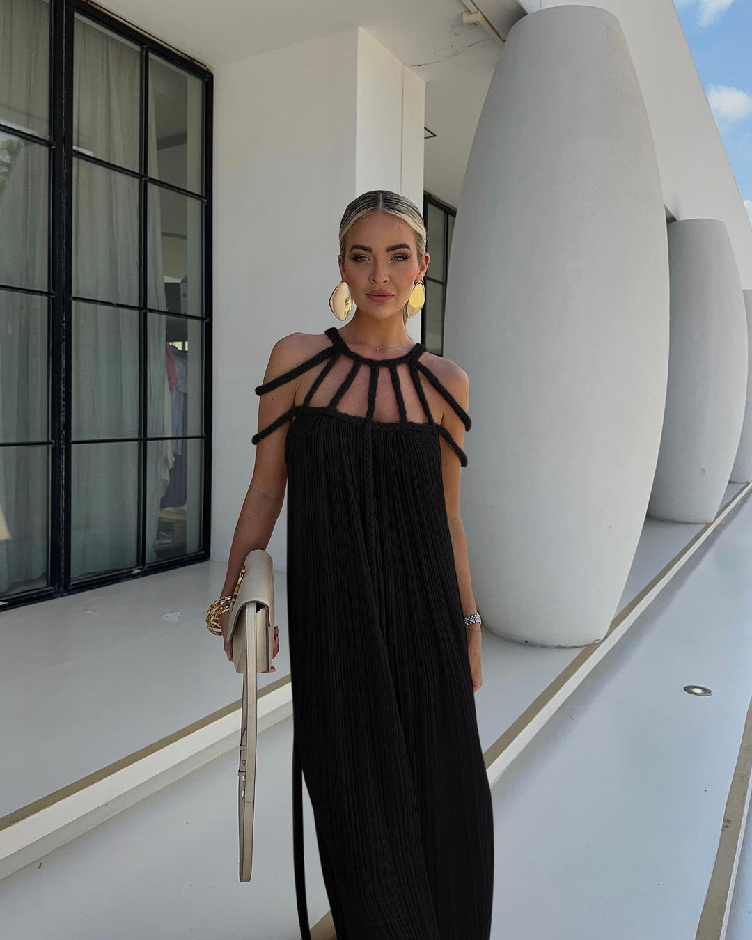 Boho-Sommerkleid mit fließender Silhouette und leichtem atmungsaktivem Stoff für Frauen Mivona