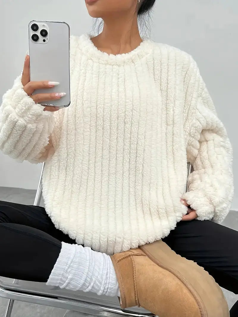 Damen Flauschiger Übergroßer Pullover für Gemütliche Wintertage
