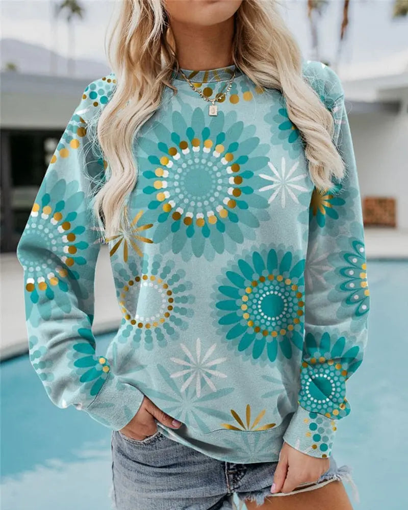 Modisches Baumwoll Sweatshirt mit Grafikprint für Frauen Mivona
