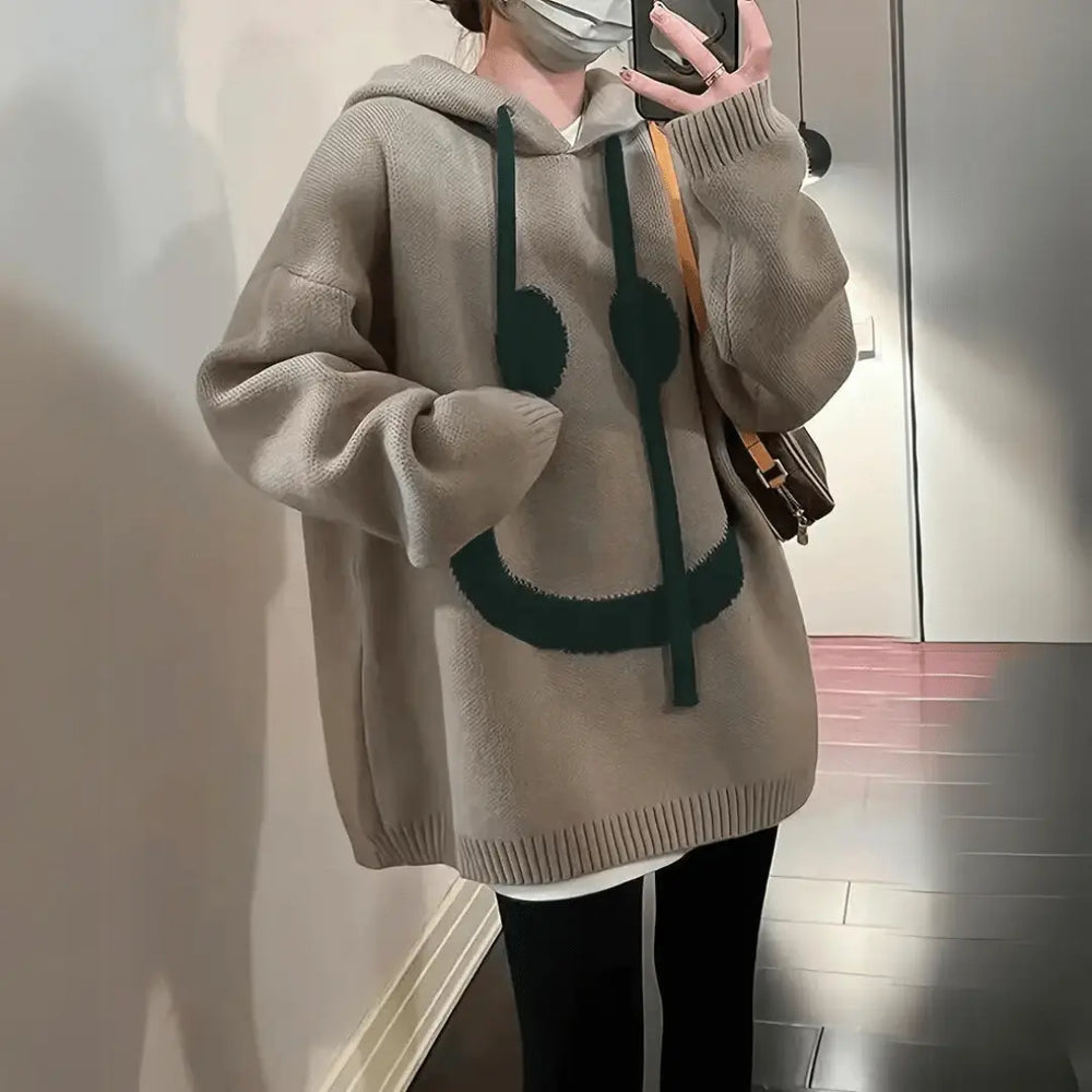 Gemütlicher Hoodie Mit Smiley-Print Für Frauen Mivona