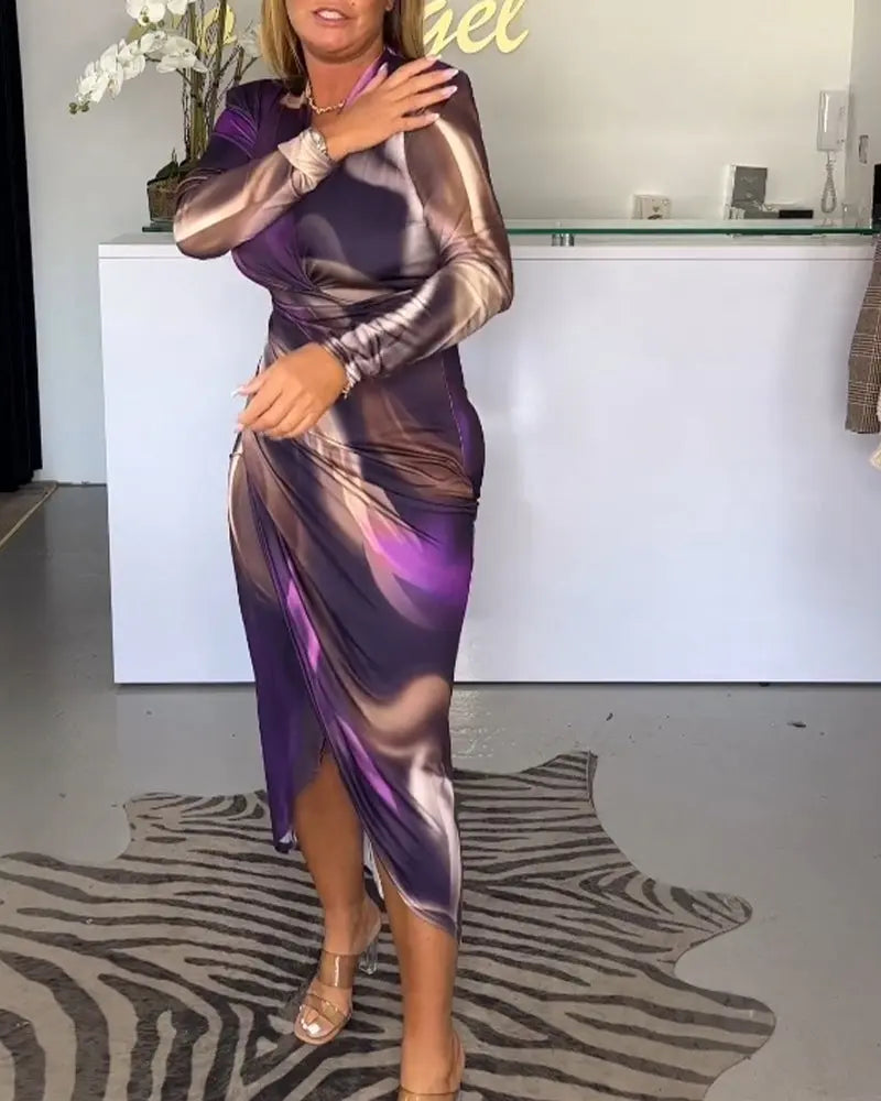 Elegantes Midikleid Mit Langarm Für Frauen Mivona