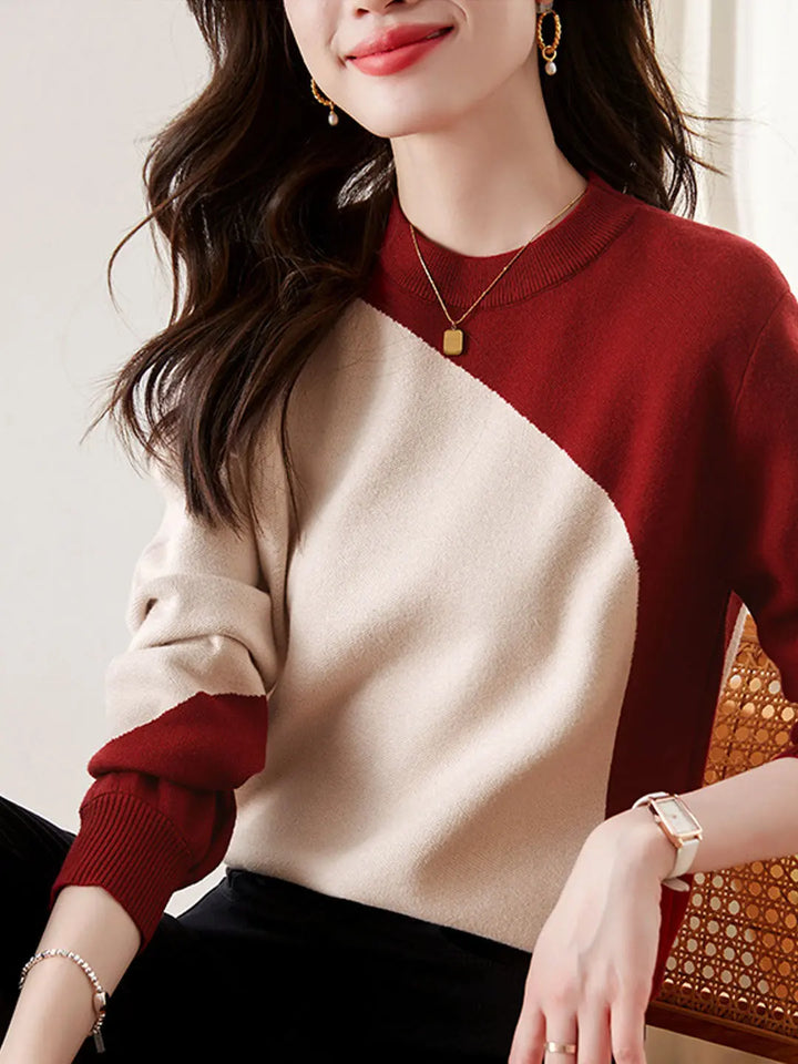 Kontrast-Strickpullover für Damen Mivona