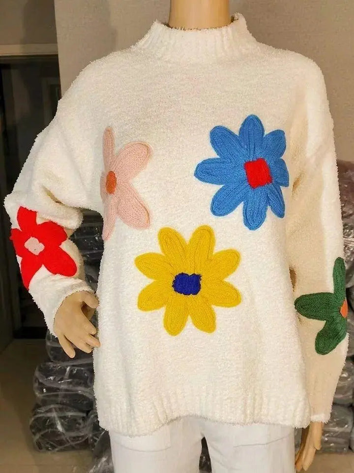 Geblümter Pullover aus weichem Stoff für Frauen Mivona