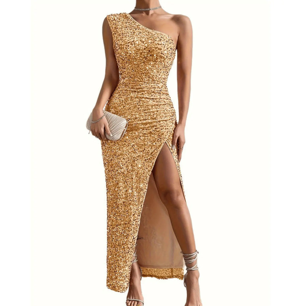 Glitzerndes Schulterkleid mit glamourösem Glanz für Damen Mivona