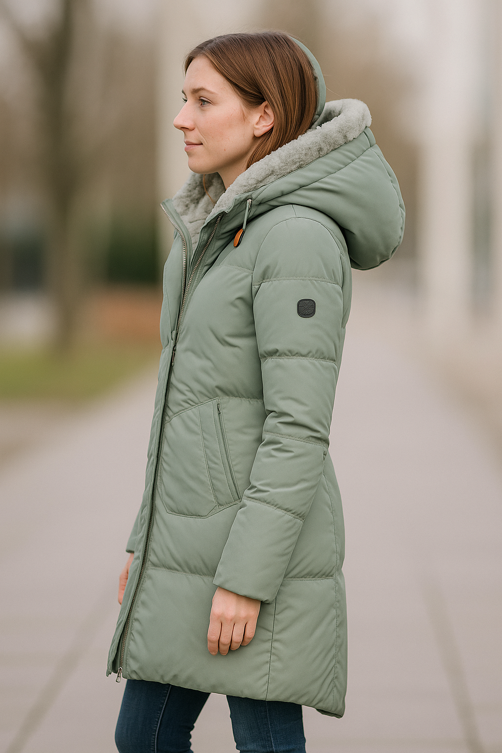 Steppmantel Mit Kapuze Freizeit Alltagskleidung Damen