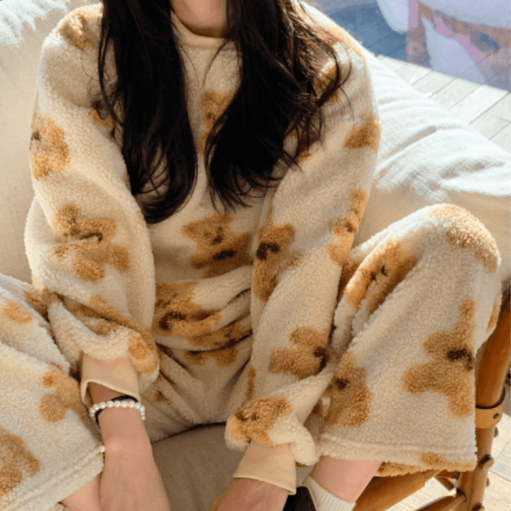 Weicher Pyjama-Anzug mit Bärenmuster Für Frauen Mivona