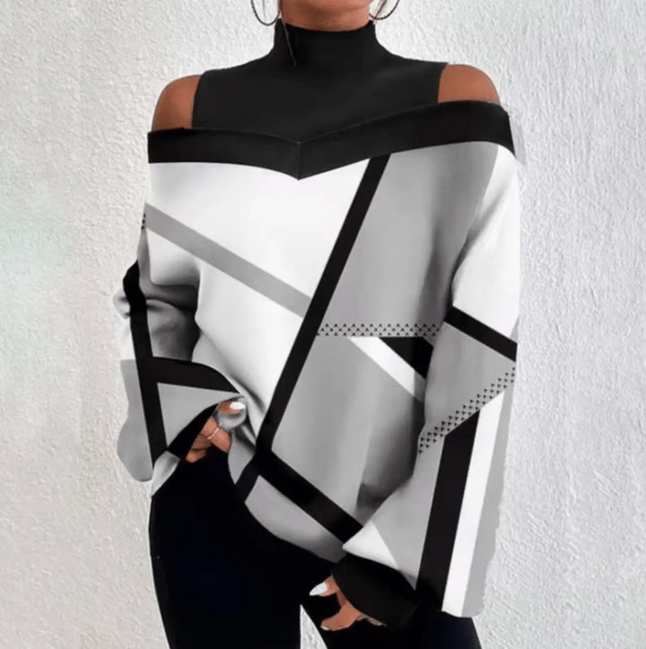 Elegante Off-Shoulder-Bluse mit Rollkragen für Damen Mivona