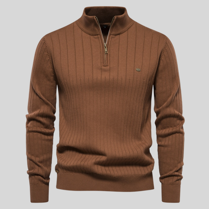Strickpullover Mit Halbem Reißverschluss Für Herren | Langarm Mivona