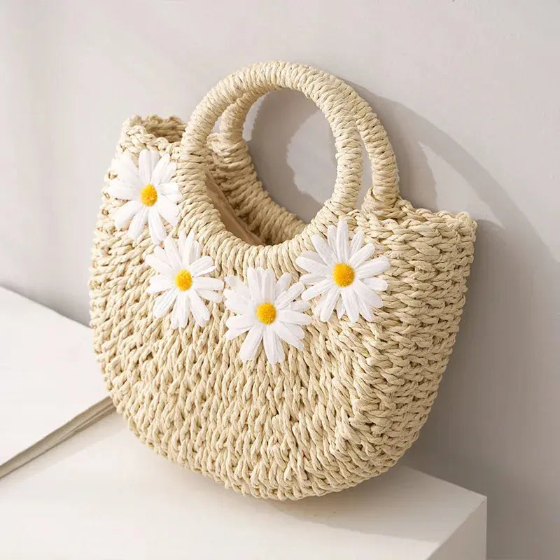 Korbtasche mit durchbrochener Blumenverzierung für Frauen Mivona