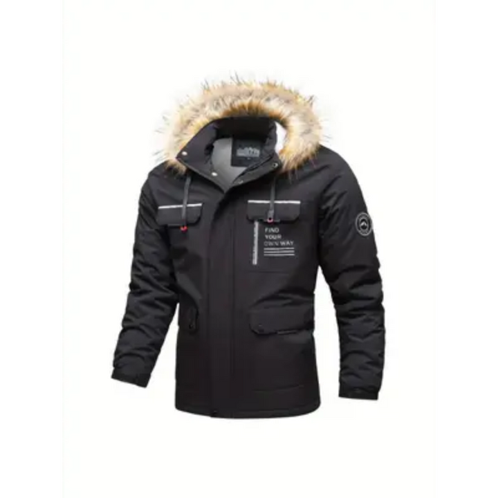 Herren Winterjacke Mit Verstellbarer Kapuze Und Taschen Detail Design