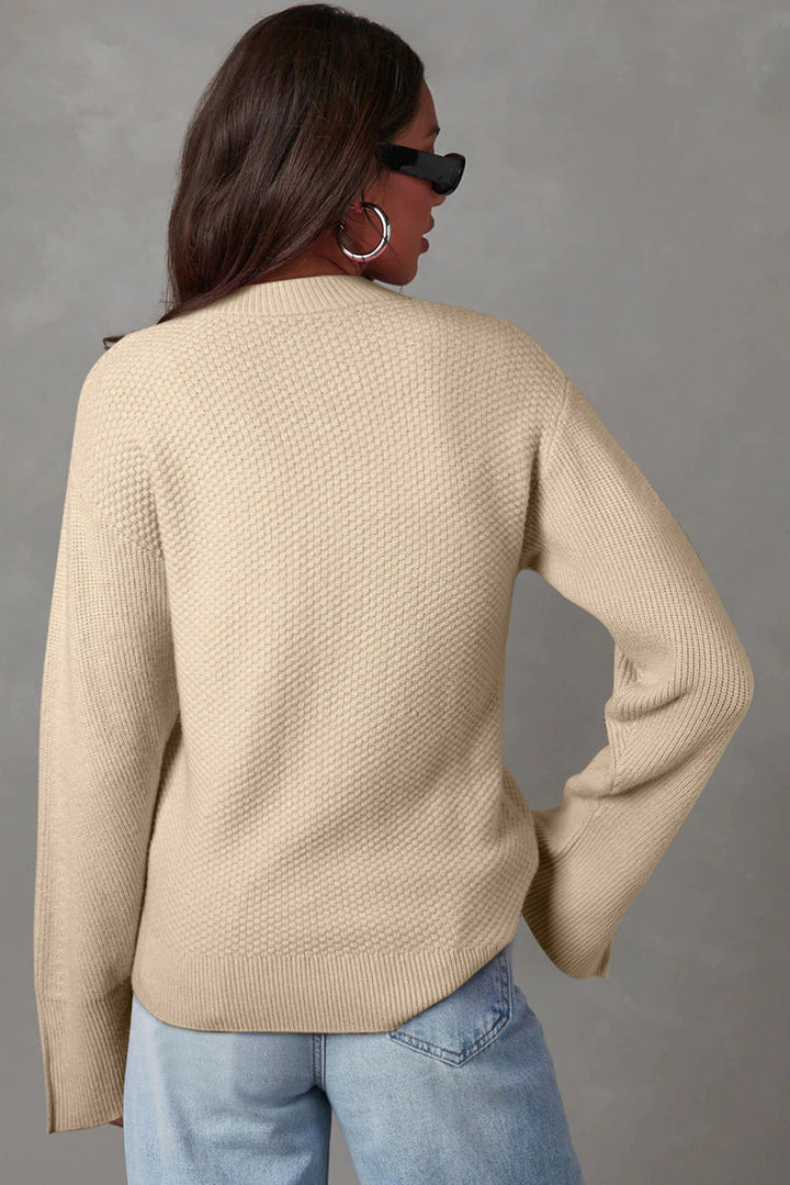 Lockerer Strickpullover Mit Festem Texturmuster Für Frauen Mivona