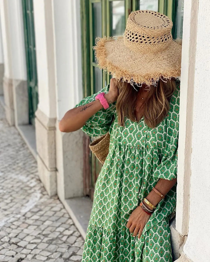 Vintage-Boho-Kleid mit floralem Muster Für Frauen Mivona