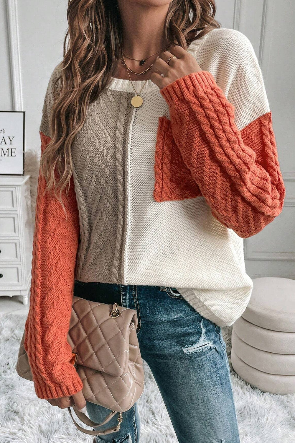 Eleganter Strickpullover mit V-Ausschnitt für Frauen Mivona