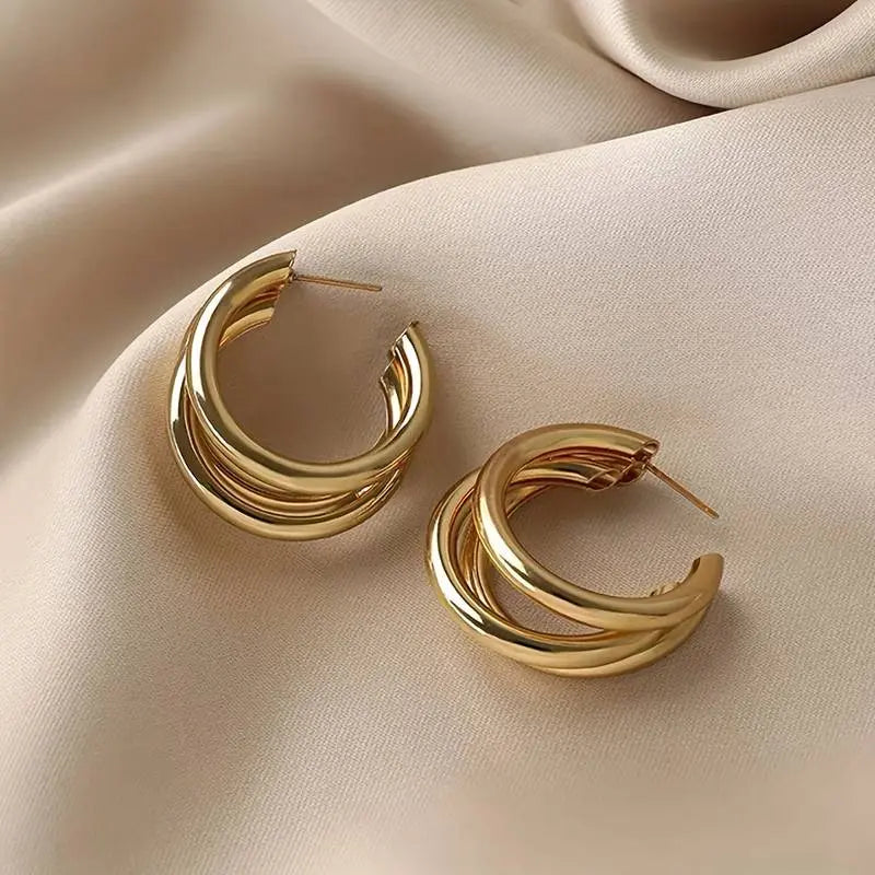 Set aus 3 Goldfarbener Creolen Für Frauen Mivona