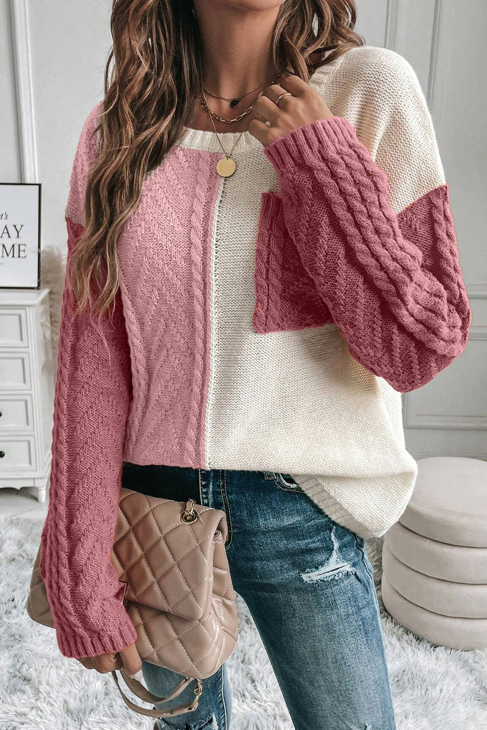 Eleganter Strickpullover mit V-Ausschnitt für Frauen Mivona