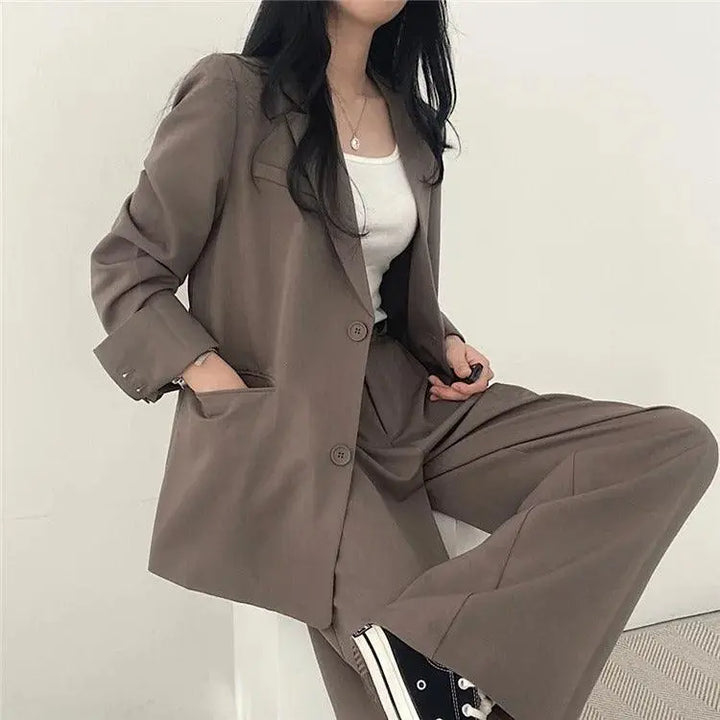 Elegantes Tailliertes Blazer und Gerade Hose Set Für Frauen Mivona