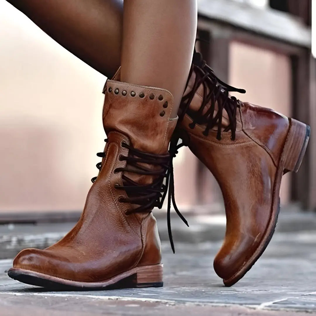 Bequeme Schnürstiefel aus veganem Leder Für Frauen Mivona