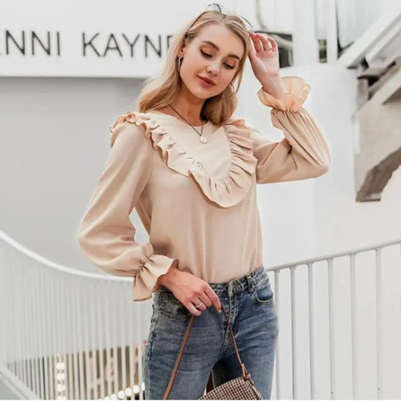 Bluse mit langen Ärmeln und zeitloser Ausstrahlung für Frauen Mivona