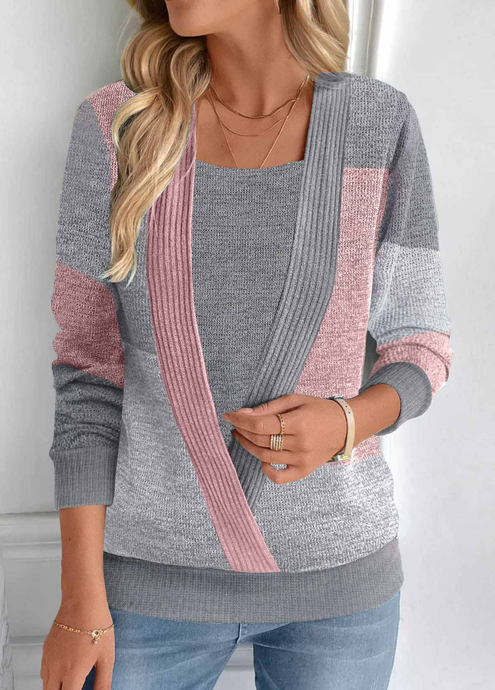 Dunkelgraues Cosy-Pullover Mit Eckigem Ausschnitt Für Frauen Mivona
