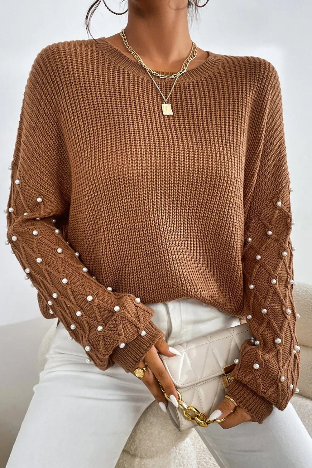 Klassischer Strickpullover Mit Rundhalsausschnitt Für Frauen Mivona