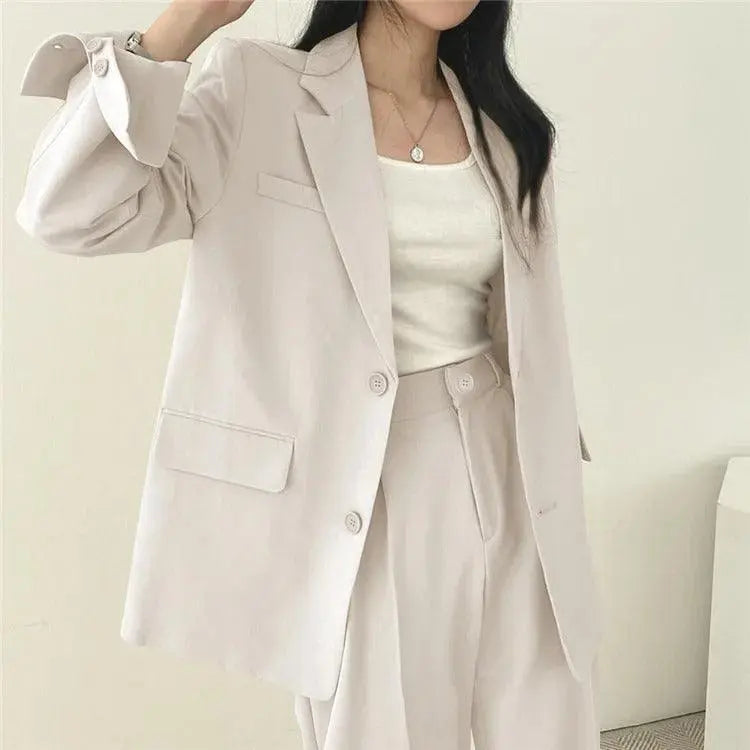 Elegantes Tailliertes Blazer und Gerade Hose Set Für Frauen Mivona