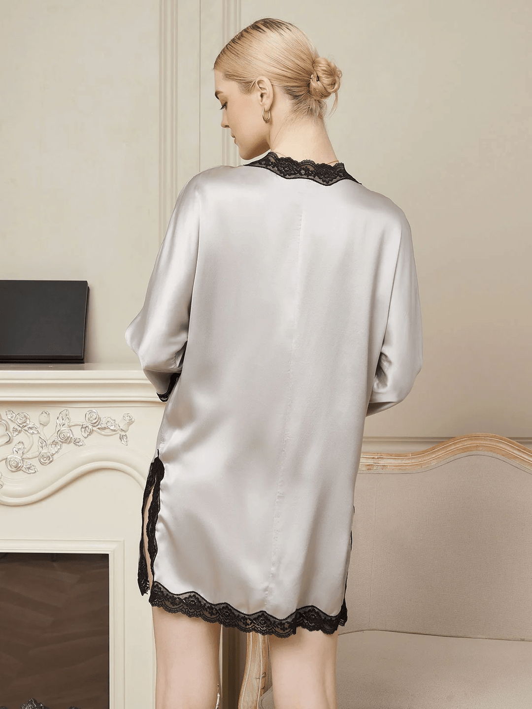 Elegantes Satin-Pyjama-Set mit Spitzenakzenten Für Frauen Mivona