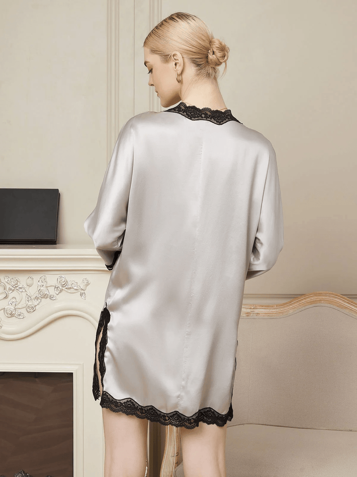 Elegantes Satin-Pyjama-Set mit Spitzenakzenten Für Frauen Mivona