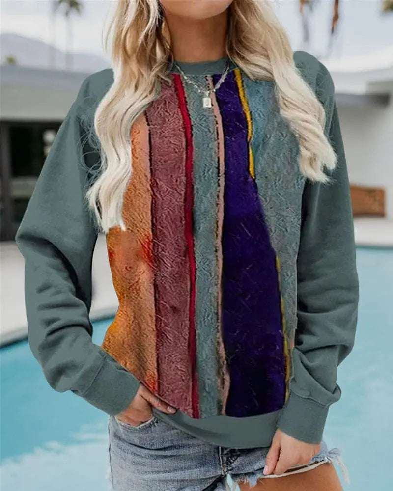 Modisches Baumwoll Sweatshirt mit Grafikprint für Frauen Mivona