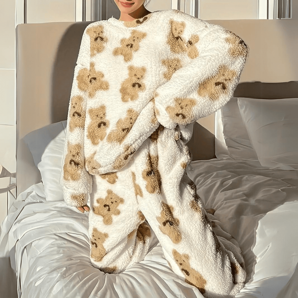 Weicher Pyjama-Anzug mit Bärenmuster Für Frauen Mivona