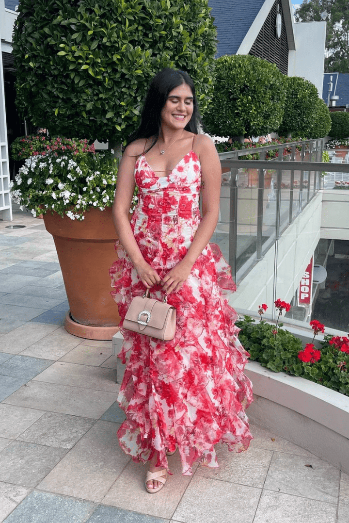 Elegantes Maxikleid Mit Blumenmuster Und Rüschen Für Frauen Mivona