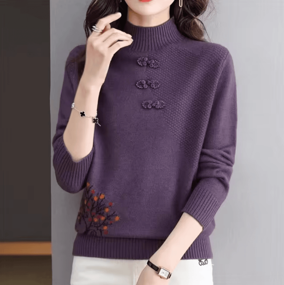 Strickpullover Mit Hohem Kragen Für Frauen Mivona