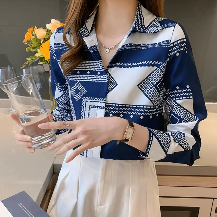 Bluse mit Geometrischem Muster Für Frauen Mivona