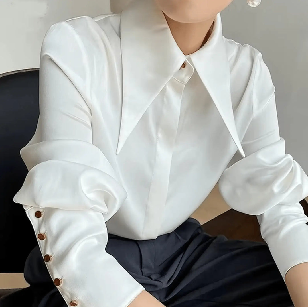 Edle Satinbluse mit Langen Ärmeln für Damen Mivona
