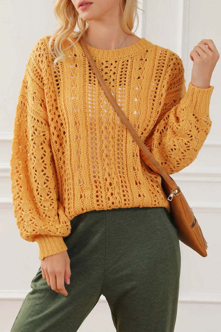 Ingwerfarbener Hohler Zopfmusterpullover Damenmode Für Frauen Mivona