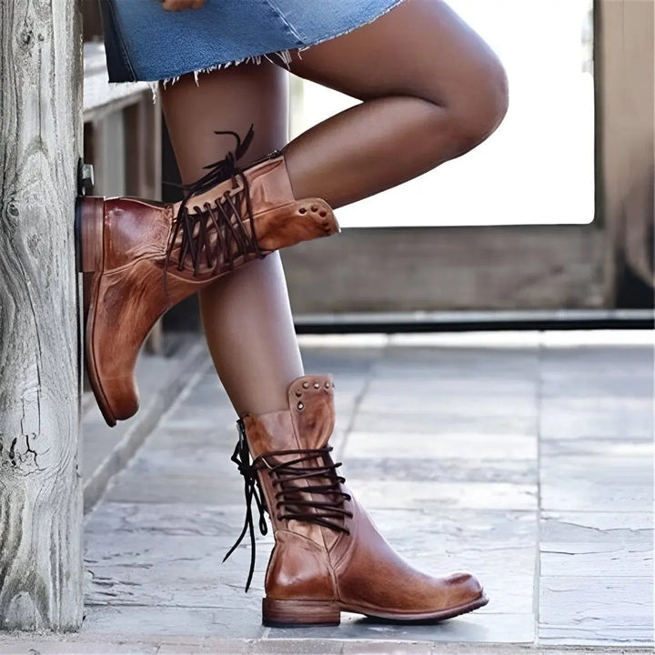 Bequeme Schnürstiefel aus veganem Leder Für Frauen Mivona
