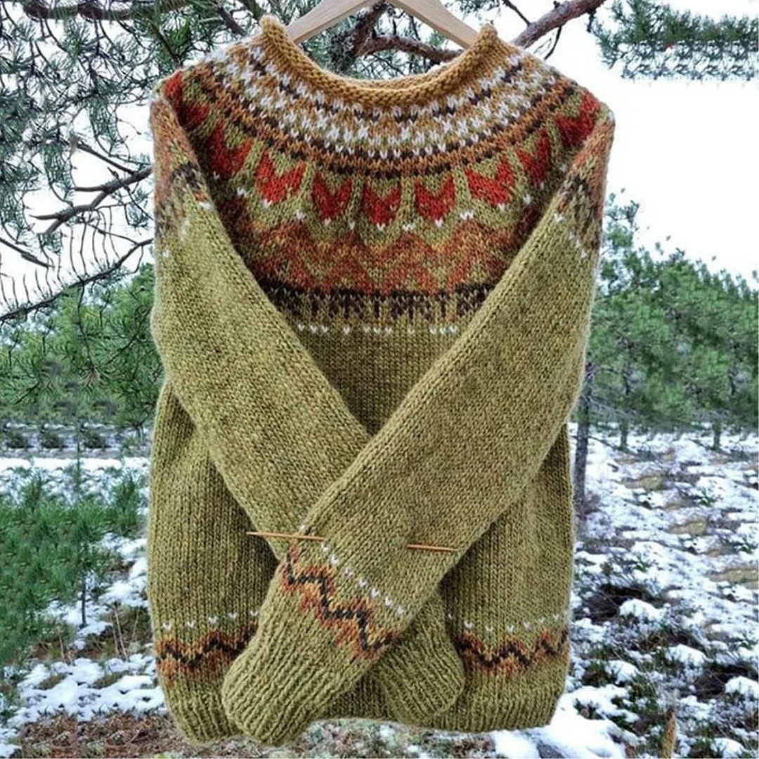 Gemütlicher Norweger-Strickpullover mit Muster für Damen