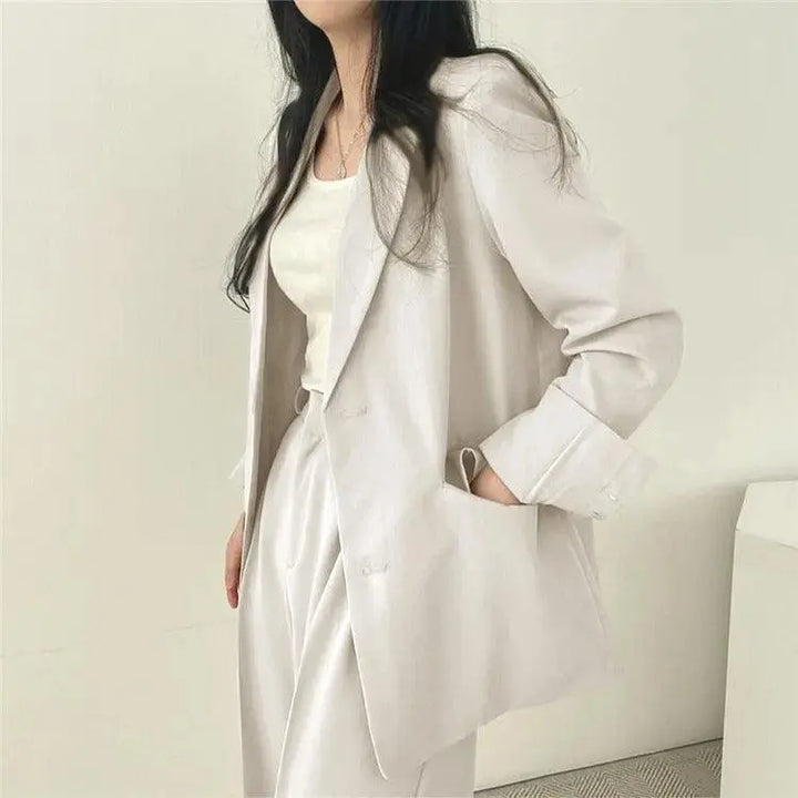 Elegantes Tailliertes Blazer und Gerade Hose Set Für Frauen Mivona