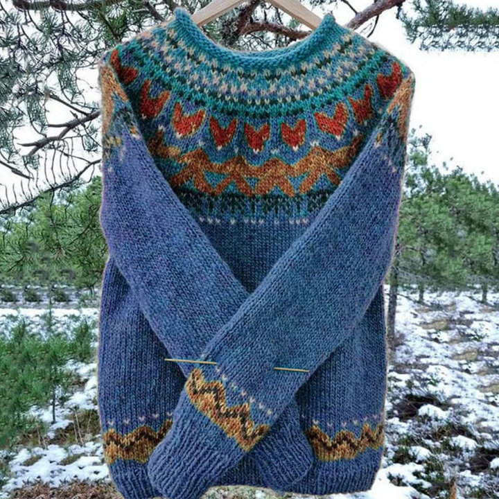Gemütlicher Norweger-Strickpullover mit Muster für Damen
