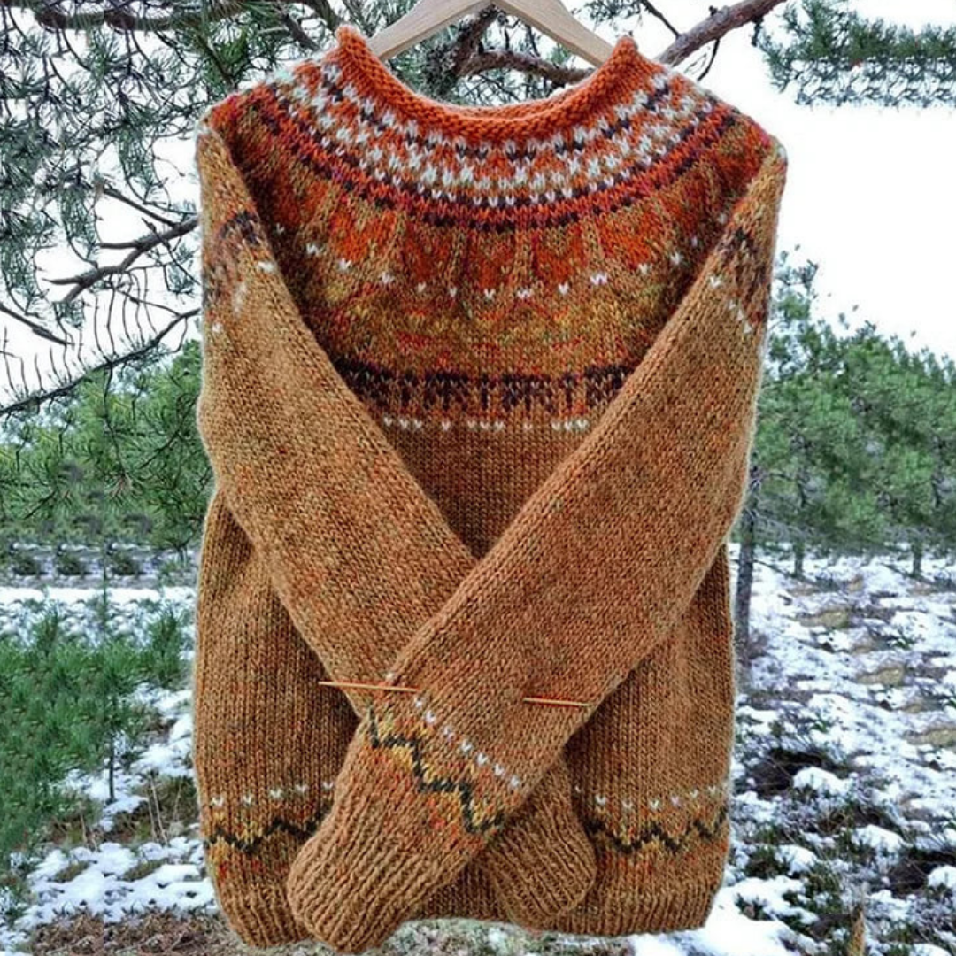 Gemütlicher Norweger-Strickpullover mit Muster für Damen