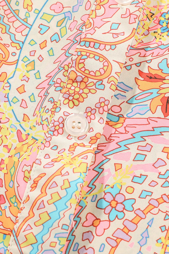 Boho-Hemd mit Paisley-Muster und Rüschen Für Frauen Mivona