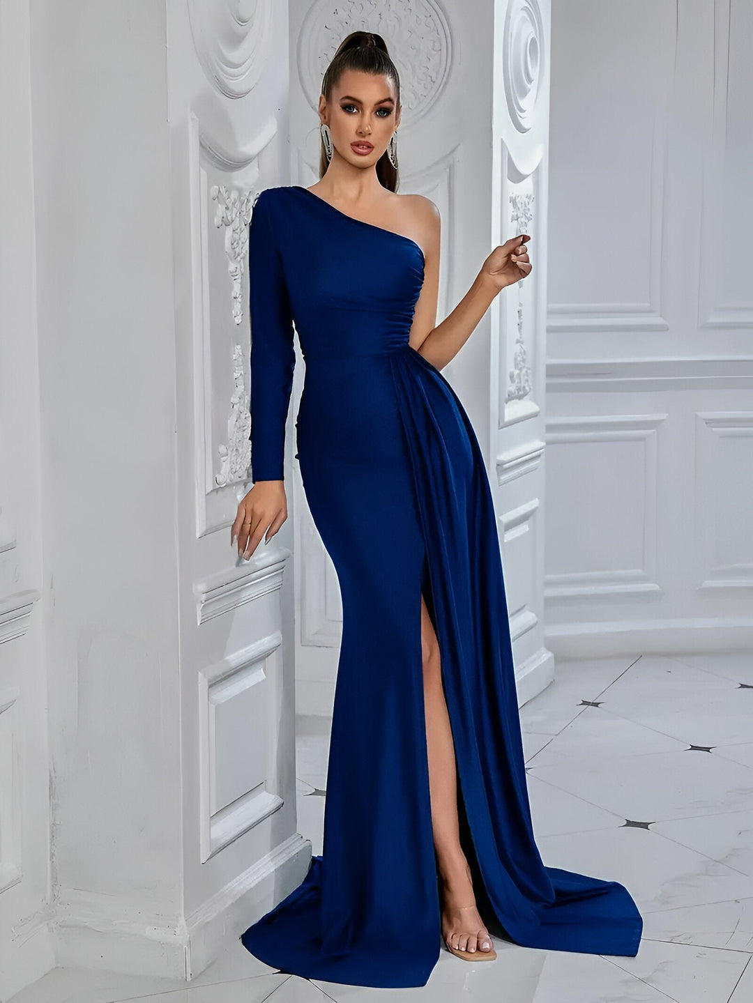 Elegantes Abendkleid aus drapierter Seide Für Frauen Mivona