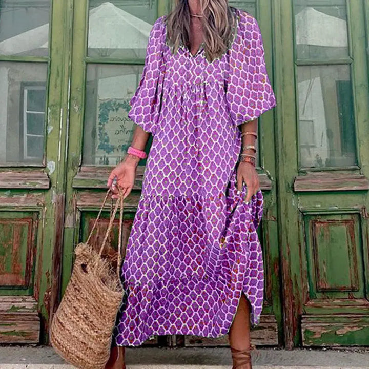 Vintage-Boho-Kleid mit floralem Muster Für Frauen Mivona
