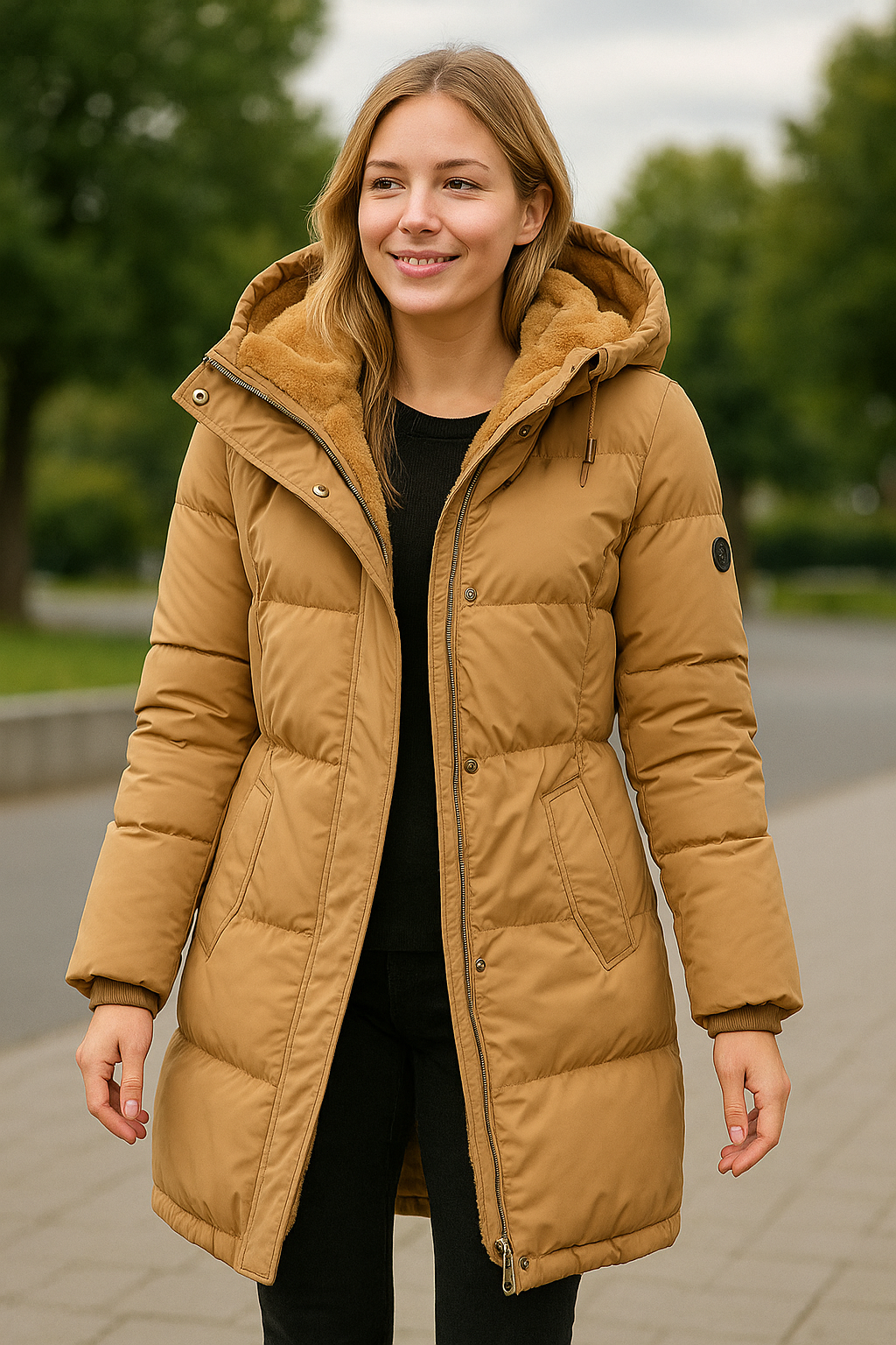 Steppmantel Mit Kapuze Freizeit Alltagskleidung Damen