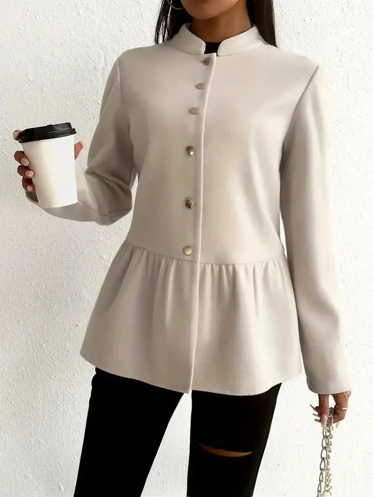 Eleganter weißer Mantel mit klarer Linie für Frauen Mivona
