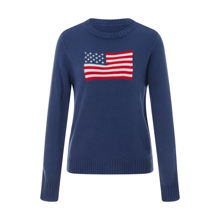 Gestrickter Damenpullover mit Amerikanischen Flagge für Damen Mivona