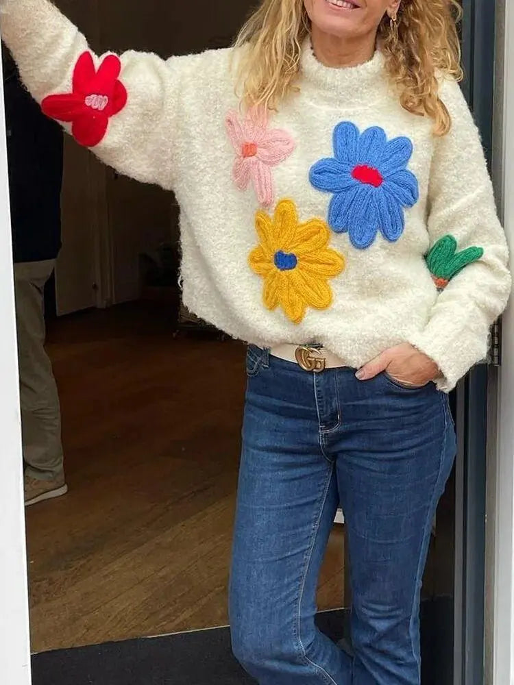 Geblümter Pullover aus weichem Stoff für Frauen Mivona