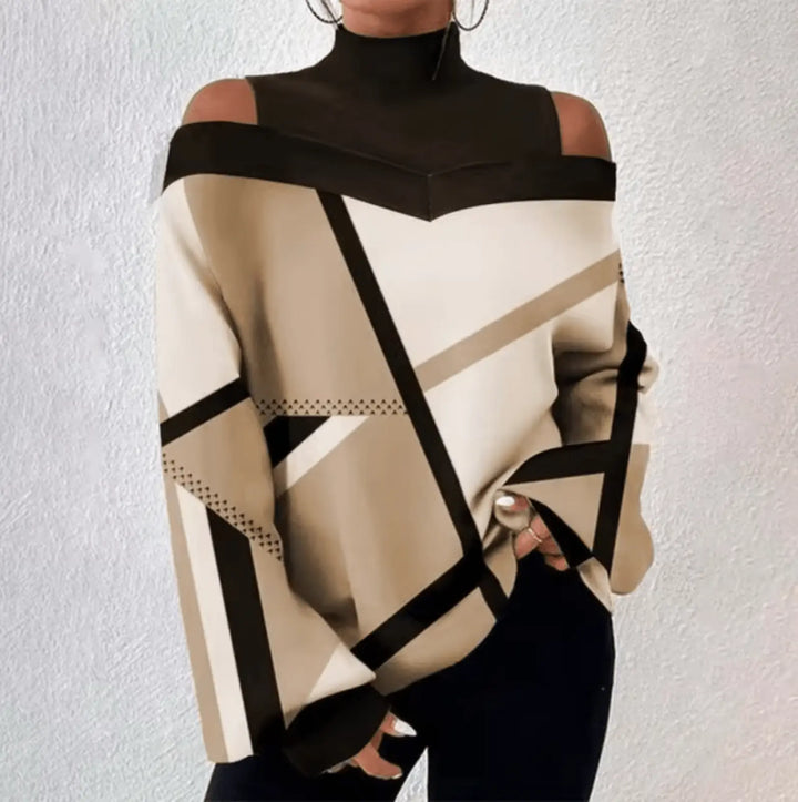 Elegante Off-Shoulder-Bluse mit Rollkragen für Damen Mivona