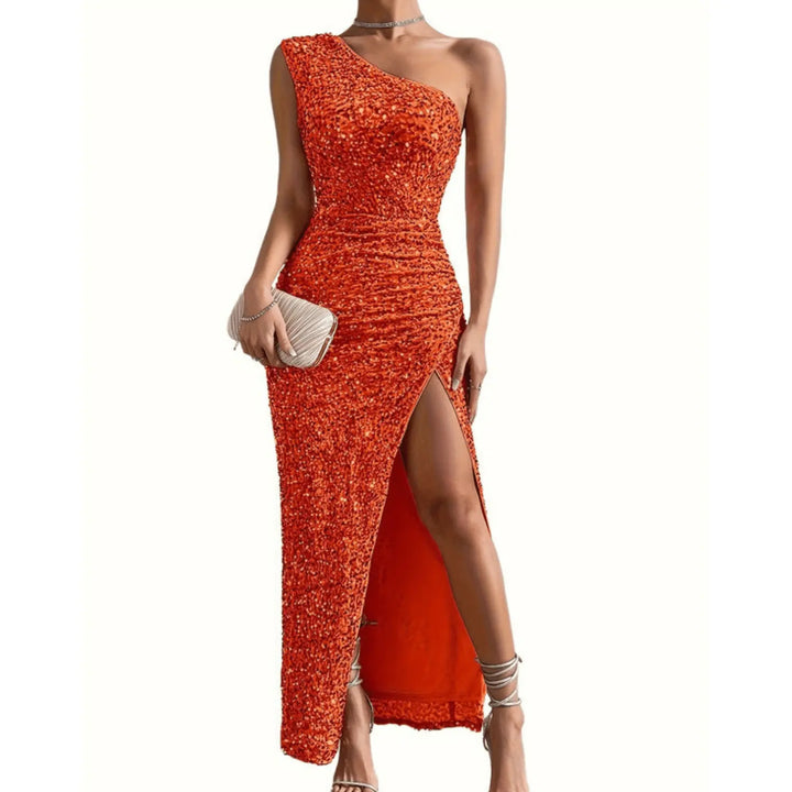 Glitzerndes Schulterkleid mit glamourösem Glanz für Damen Mivona
